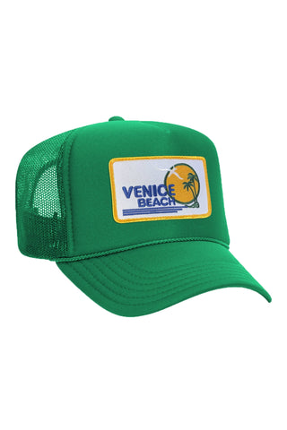 VENICE BEACH VINTAGE TRUCKER HAT HATS Aviator Nation OS KELLY GREEN