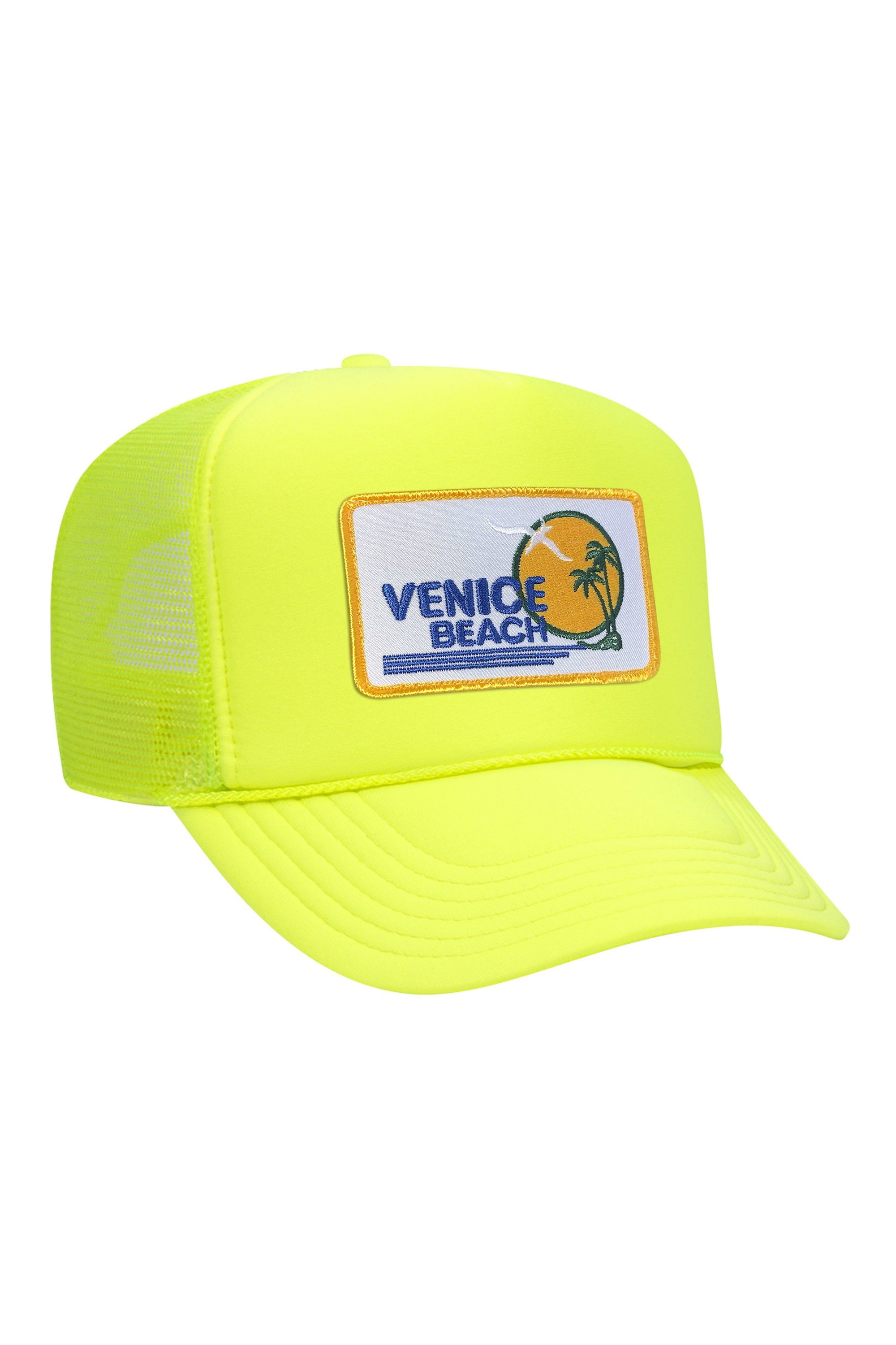 VENICE BEACH VINTAGE TRUCKER HAT HATS Aviator Nation OS NEON PINK // WHITE // NEON PINK 