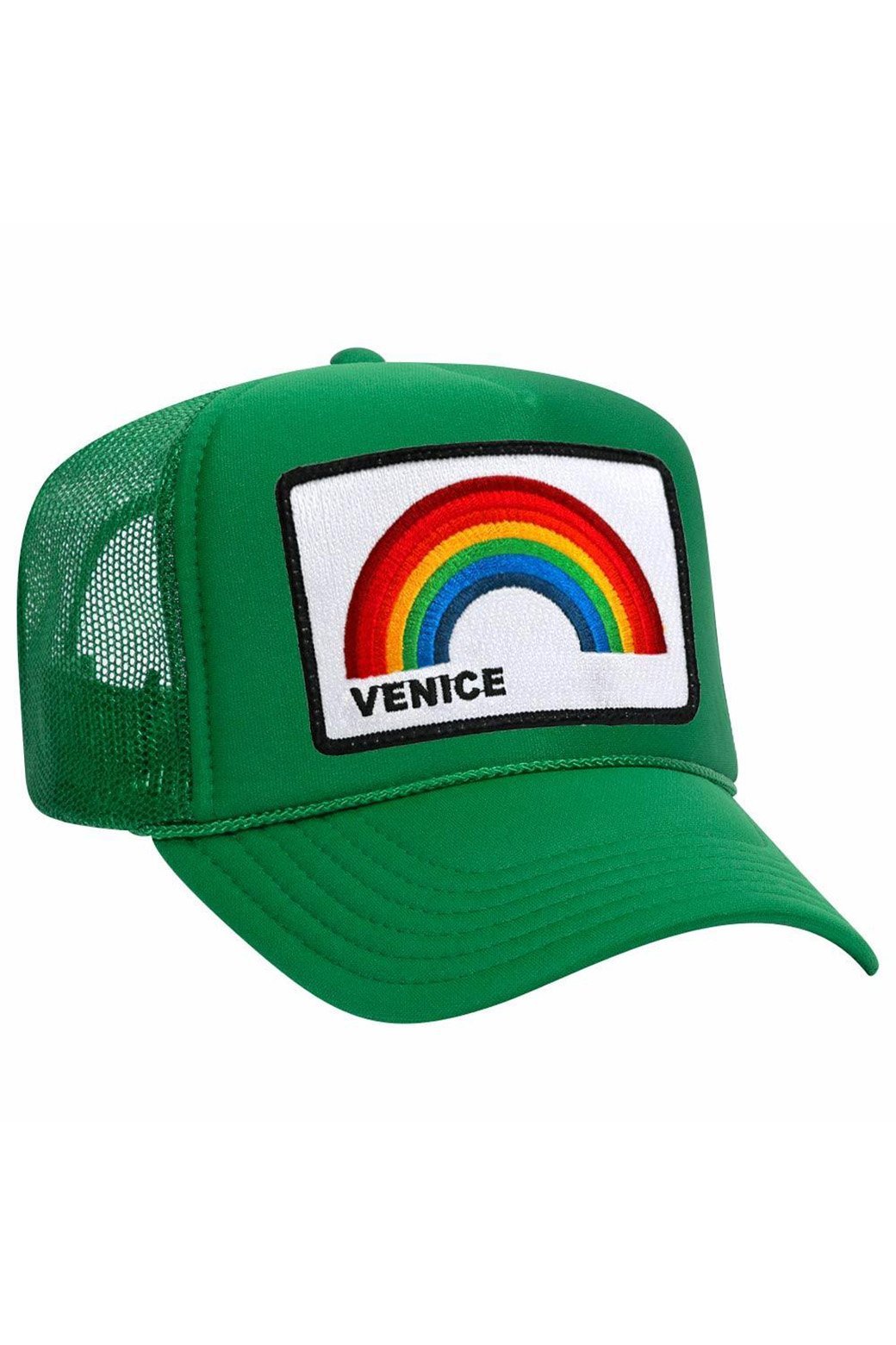 VENICE RAINBOW TRUCKER HAT HATS Aviator Nation OS KELLY GREEN 