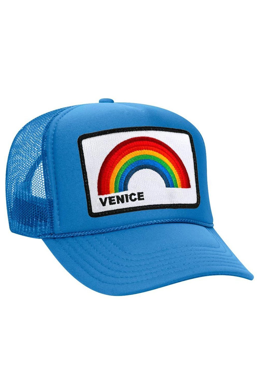 VENICE RAINBOW TRUCKER HAT HATS Aviator Nation OS LIGHT BLUE 