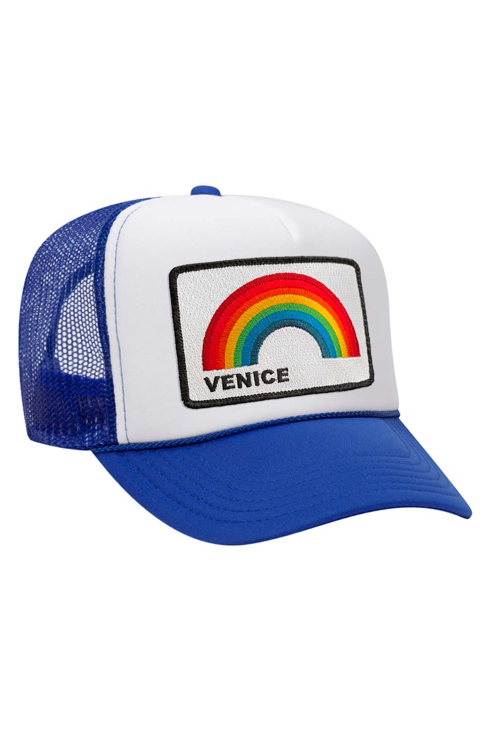 VENICE RAINBOW TRUCKER HAT HATS Aviator Nation OS NAVY // WHITE // NAVY