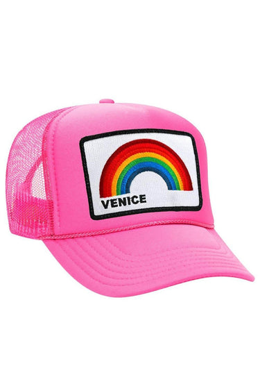 VENICE RAINBOW TRUCKER HAT HATS Aviator Nation OS NEON PINK