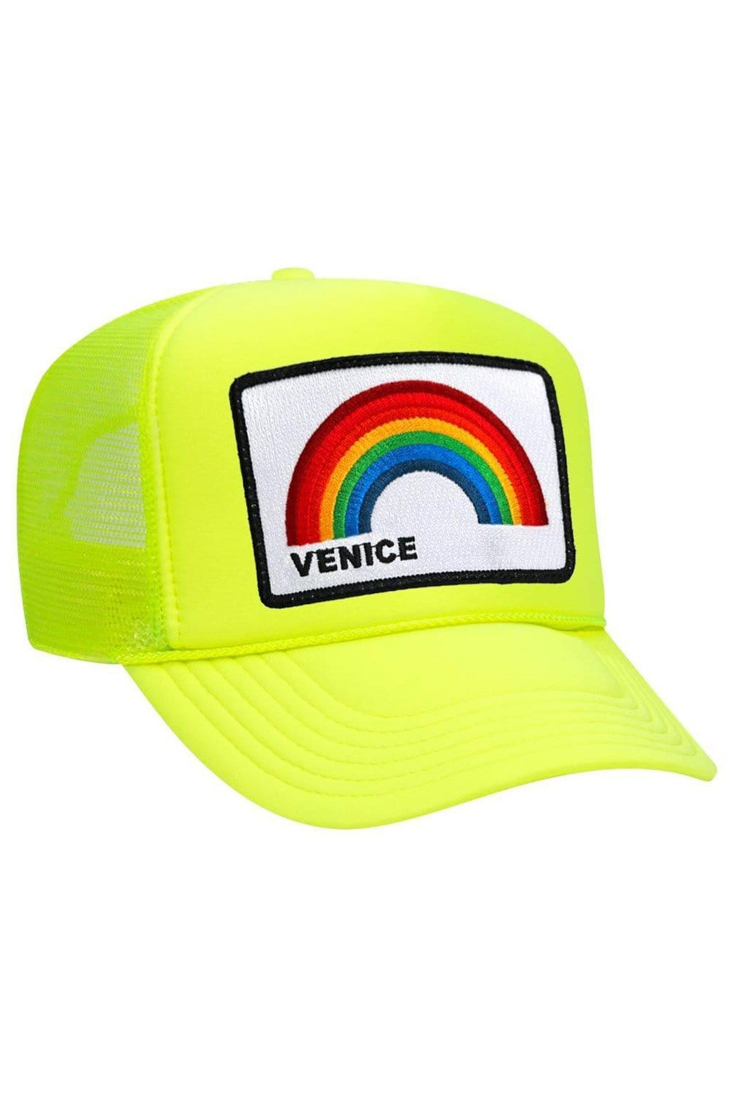 VENICE RAINBOW TRUCKER HAT HATS Aviator Nation OS NEON YELLOW