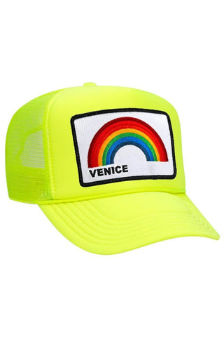 VENICE RAINBOW TRUCKER HAT HATS Aviator Nation OS NEON YELLOW