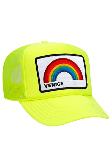 VENICE RAINBOW TRUCKER HAT HATS Aviator Nation OS NEON YELLOW