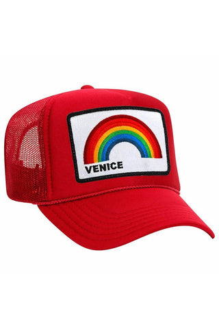 VENICE RAINBOW TRUCKER HAT HATS Aviator Nation OS RED