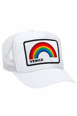 VENICE RAINBOW TRUCKER HAT HATS Aviator Nation OS WHITE