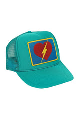 VINTAGE BOLT HEART TRUCKER HAT HATS Aviator Nation TEAL