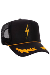 VINTAGE BOLT TRUCKER HAT HATS Aviator Nation OS BLACK LEAF