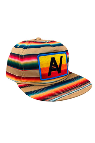VINTAGE LOGO SERAPE TWILL LOW-RISE TRUCKER HAT - LIGHT KHAKI HATS Aviator Nation