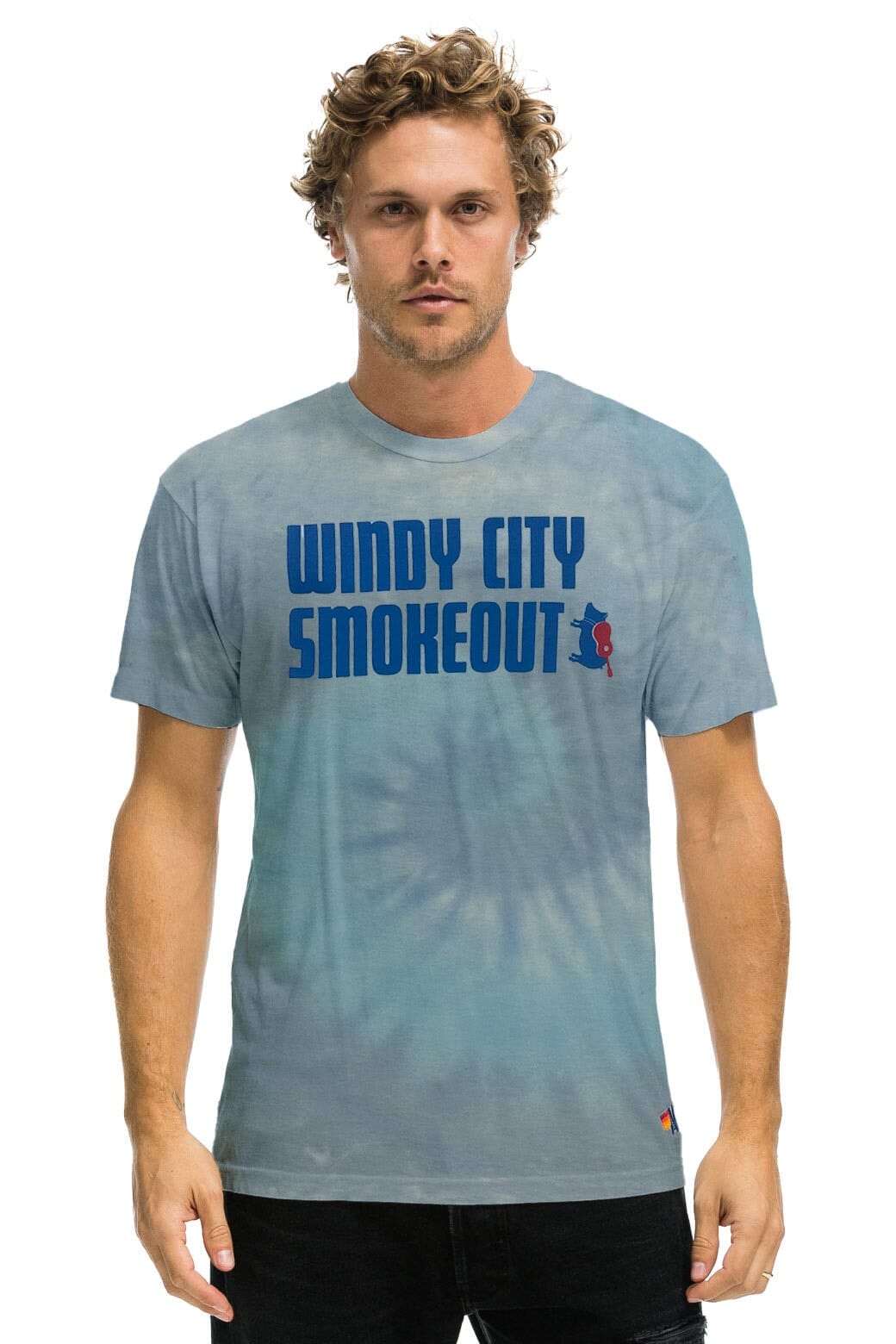 WINDY CITY SMOKEOUT 2023 TEE - TIE DYE HEATHER BLUE Tees Aviator Nation