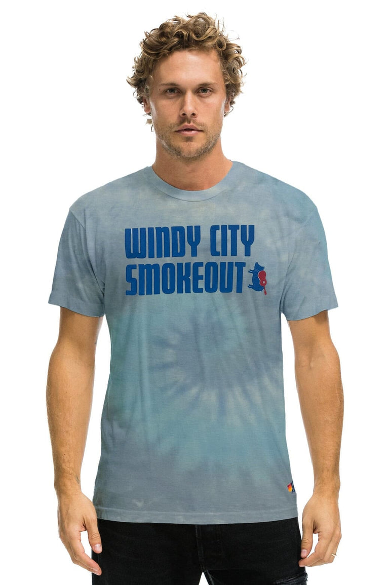WINDY CITY SMOKEOUT 2023 TEE - TIE DYE HEATHER BLUE Tees Aviator Nation