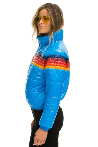 WOMEN'S 5 STRIPE LUXE APRES PUFFER JACKET - GLOSSY BLUE Jacket Aviator Nation