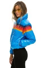 WOMEN'S 5 STRIPE LUXE APRES PUFFER JACKET - GLOSSY BLUE Jacket Aviator Nation