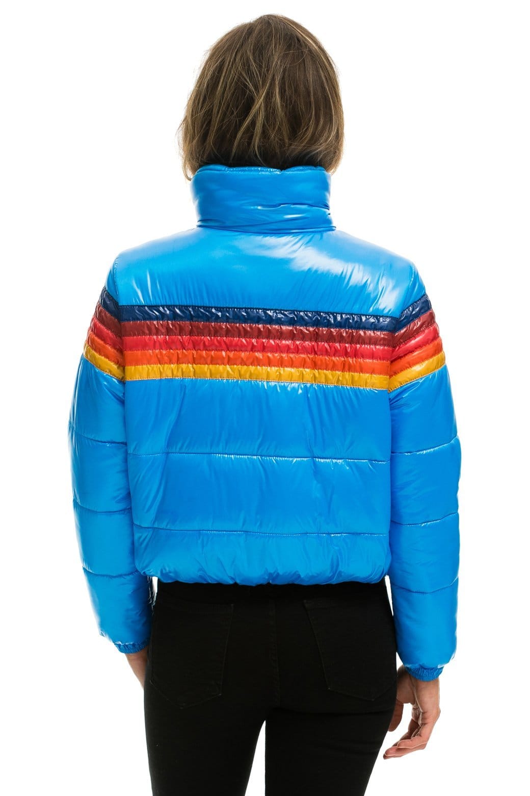WOMEN'S 5 STRIPE LUXE APRES PUFFER JACKET - GLOSSY BLUE Jacket Aviator Nation