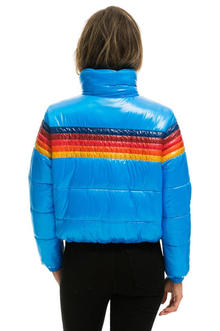 WOMEN'S 5 STRIPE LUXE APRES PUFFER JACKET - GLOSSY BLUE Jacket Aviator Nation