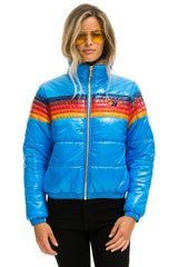 WOMEN'S 5 STRIPE LUXE APRES PUFFER JACKET - GLOSSY BLUE Jacket Aviator Nation