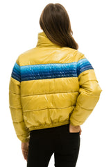 WOMEN'S 5 STRIPE LUXE APRES PUFFER JACKET - GLOSSY KHAHKI Jacket Aviator Nation