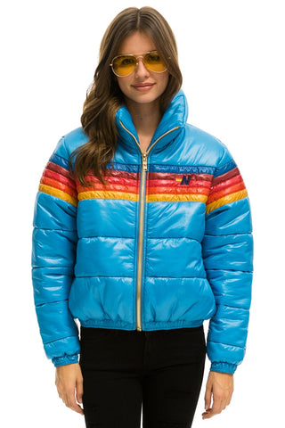 WOMEN'S 5 STRIPE LUXE APRES PUFFER JACKET - GLOSSY OCEAN Jacket Aviator Nation