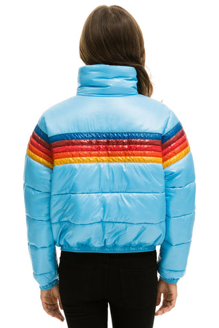 WOMEN'S 5 STRIPE LUXE APRES PUFFER JACKET - GLOSSY SKY Jacket Aviator Nation