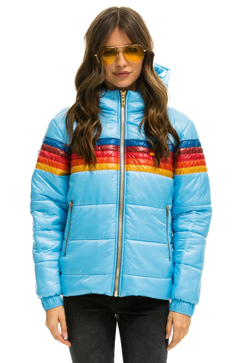 WOMEN'S 5 STRIPE LUXE TREKKER JACKET - GLOSSY SKY Jacket Aviator Nation