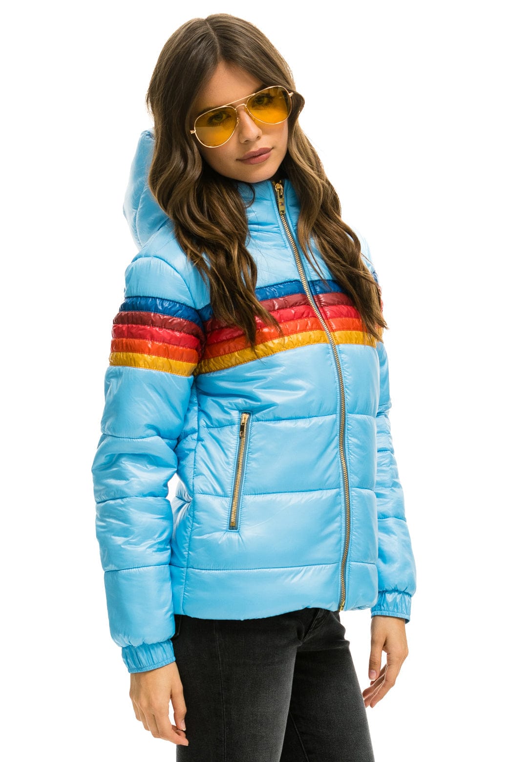 WOMEN'S 5 STRIPE LUXE TREKKER JACKET - GLOSSY SKY Jacket Aviator Nation