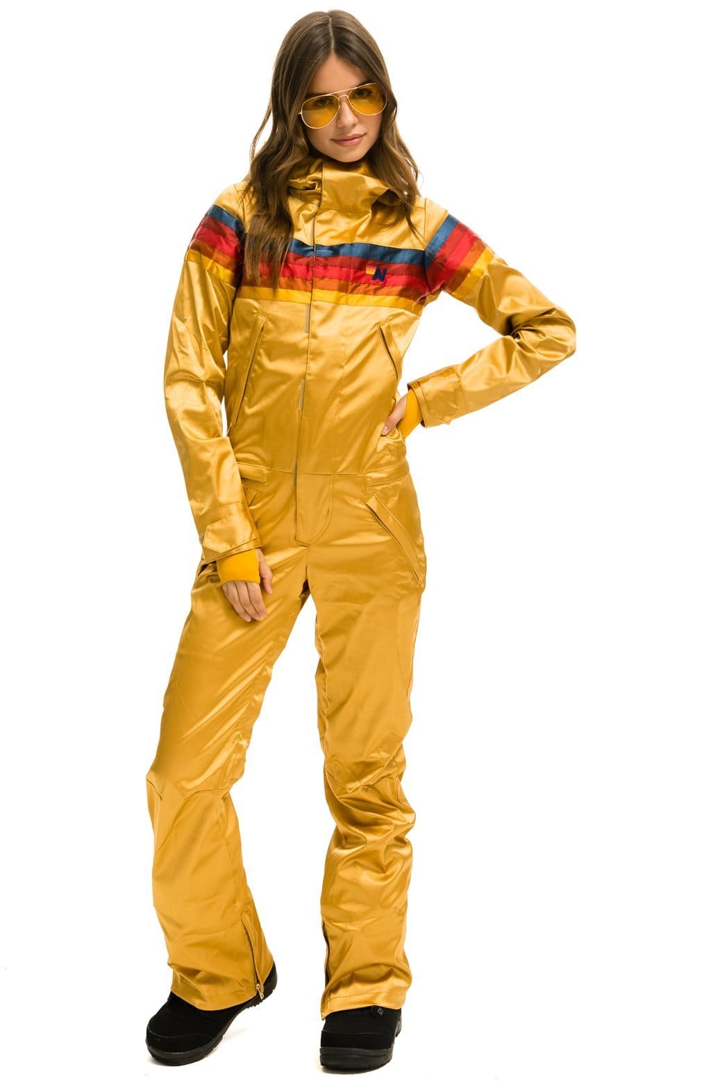WOMEN'S 5 STRIPE SATIN POWDER SUIT - CHAMPAGNE Jacket Aviator Nation
