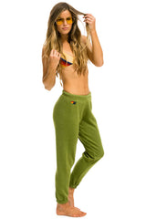 WOMEN'S 5 STRIPE SWEATPANTS - JUNGLE GREEN // NEON RAINBOW Womens Sweatpants Aviator Nation