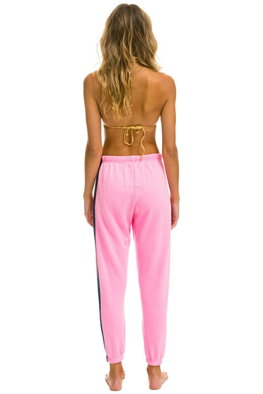 WOMEN'S 5 STRIPE SWEATPANTS - NEON PINK Womens Sweatpants Aviator Nation