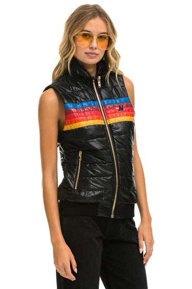 WOMEN'S 5 STRIPE VEST - GLOSSY BLACK Women's Vest Aviator Nation