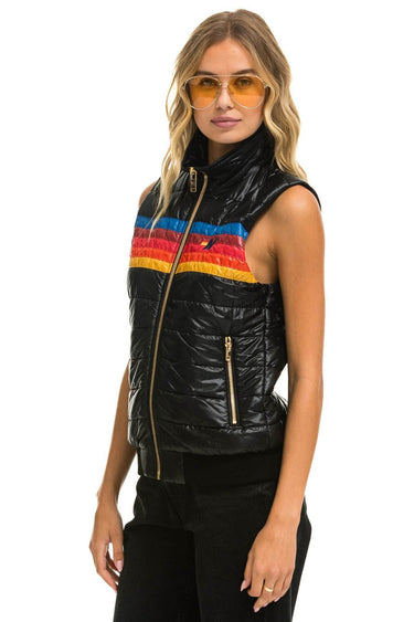 WOMEN'S 5 STRIPE VEST - GLOSSY BLACK Women's Vest Aviator Nation