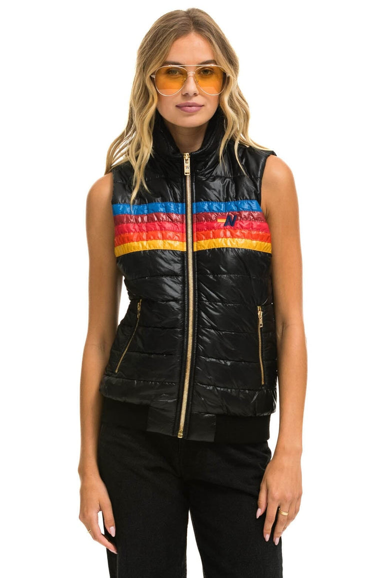 WOMEN'S 5 STRIPE VEST - GLOSSY BLACK Women's Vest Aviator Nation
