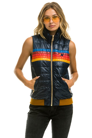 WOMEN'S 5 STRIPE VEST - GLOSSY NAVY Vest Aviator Nation