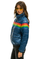 WOMEN'S 6 STRIPE LUXE APRES PUFFER JACKET - GLOSSY BLACK Jacket Aviator Nation