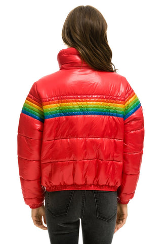 WOMEN'S 6 STRIPE LUXE APRES PUFFER JACKET - GLOSSY CHERRY Jacket Aviator Nation