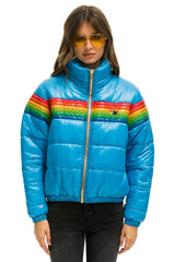 WOMEN'S 6 STRIPE LUXE APRES PUFFER JACKET - GLOSSY OCEAN Jacket Aviator Nation