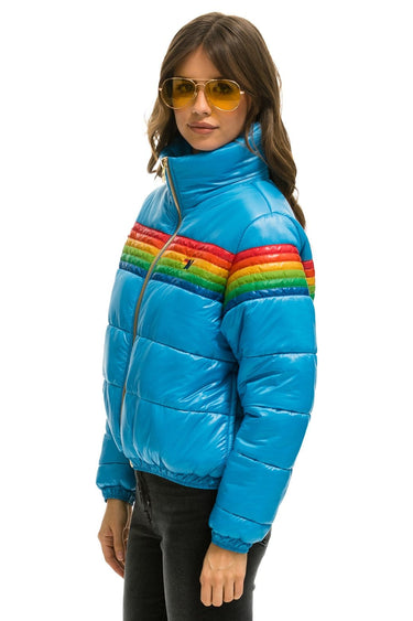 WOMEN'S 6 STRIPE LUXE APRES PUFFER JACKET - GLOSSY OCEAN Jacket Aviator Nation