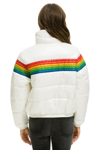 WOMEN'S 6 STRIPE LUXE APRES PUFFER JACKET - GLOSSY WHITE Jacket Aviator Nation