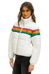 WOMEN'S 6 STRIPE LUXE APRES PUFFER JACKET - GLOSSY WHITE Jacket Aviator Nation