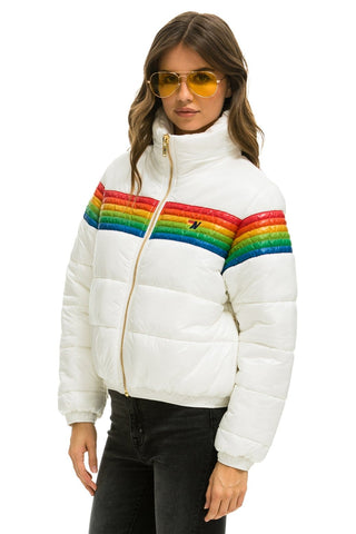 WOMEN'S 6 STRIPE LUXE APRES PUFFER JACKET - GLOSSY WHITE Jacket Aviator Nation