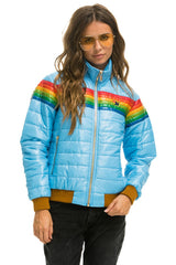 WOMEN'S 6 STRIPE RAINBOW SLEEVE JACKET - GLOSSY SKY Jacket Aviator Nation