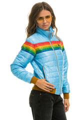 WOMEN'S 6 STRIPE RAINBOW SLEEVE JACKET - GLOSSY SKY Jacket Aviator Nation