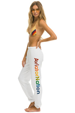 WOMEN'S AVIATOR NATION ASPEN SWEATPANTS - WHITE Womens Sweatpants Aviator Nation