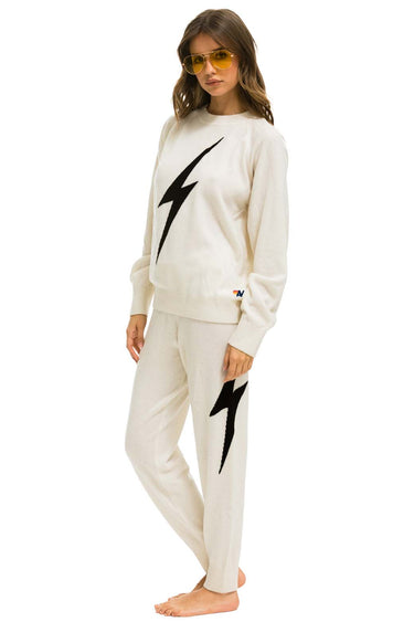 WOMEN'S BOLT CASHMERE LIGHT SWEATER PANT - VINTAGE WHITE // BLACK BOLT Womens Sweatpants Aviator Nation