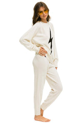 WOMEN'S BOLT CASHMERE LIGHT SWEATER PANT - VINTAGE WHITE // BLACK BOLT Womens Sweatpants Aviator Nation
