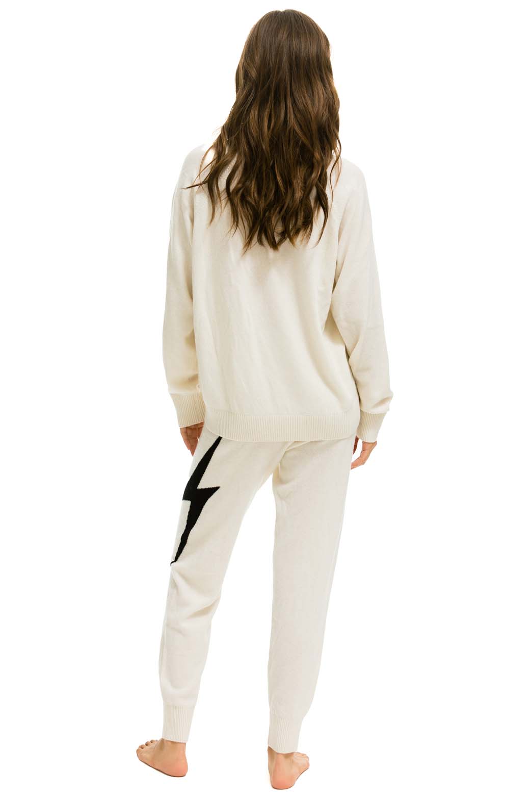 WOMEN'S BOLT CASHMERE LIGHT SWEATER PANT - VINTAGE WHITE // BLACK BOLT Womens Sweatpants Aviator Nation