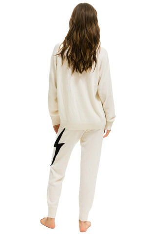 WOMEN'S BOLT CASHMERE LIGHT SWEATER PANT - VINTAGE WHITE // BLACK BOLT Womens Sweatpants Aviator Nation