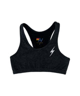 WOMEN'S BOLT EMBROIDERY SPORTS BRA - CHARCOAL Sports Bra Aviator Nation