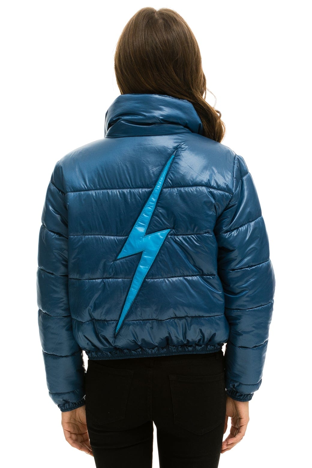 WOMEN'S BOLT LUXE APRES PUFFER JACKET - GLOSSY DARK BLUE Jacket Aviator Nation