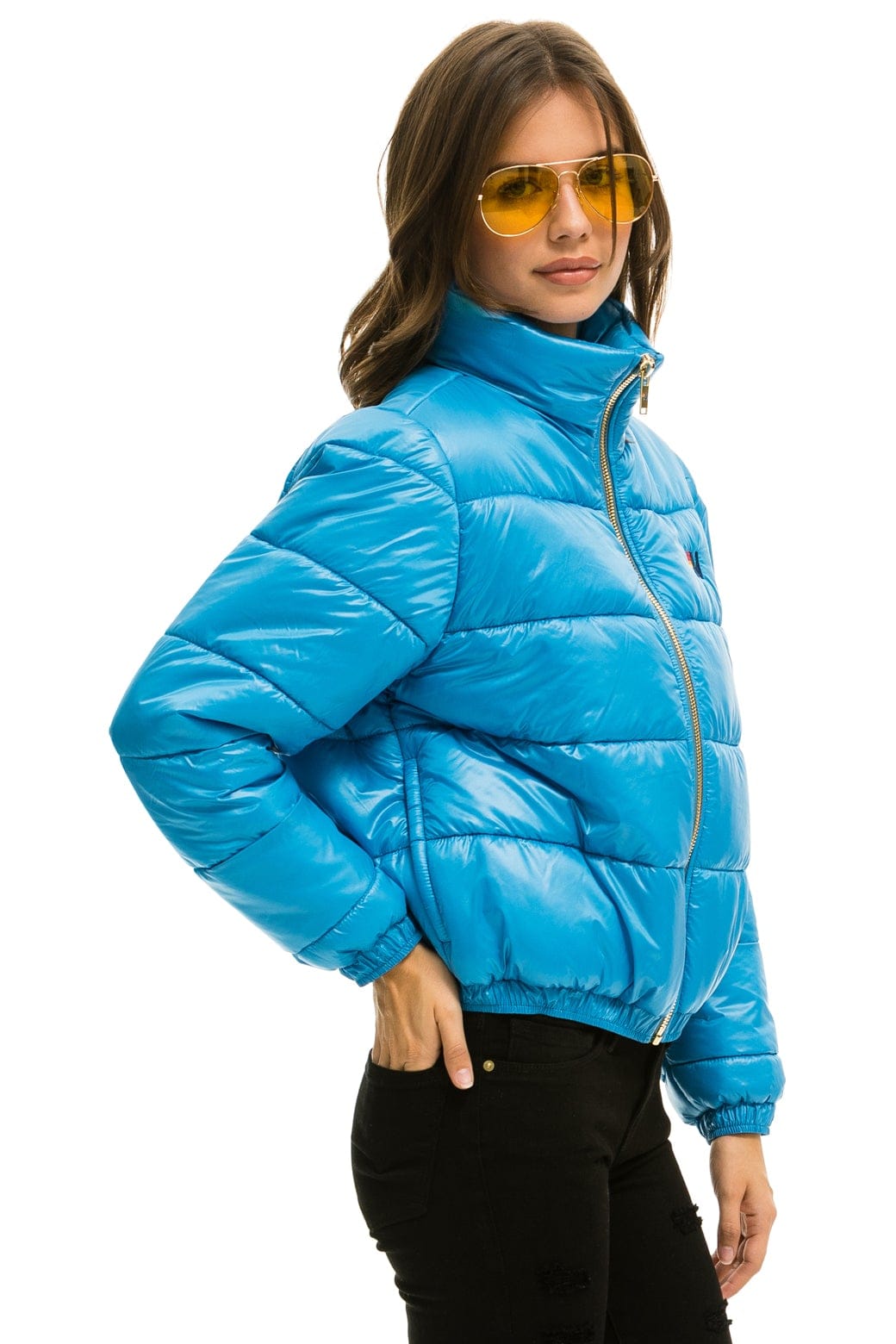 WOMEN'S BOLT LUXE APRES PUFFER JACKET - GLOSSY OCEAN Jacket Aviator Nation
